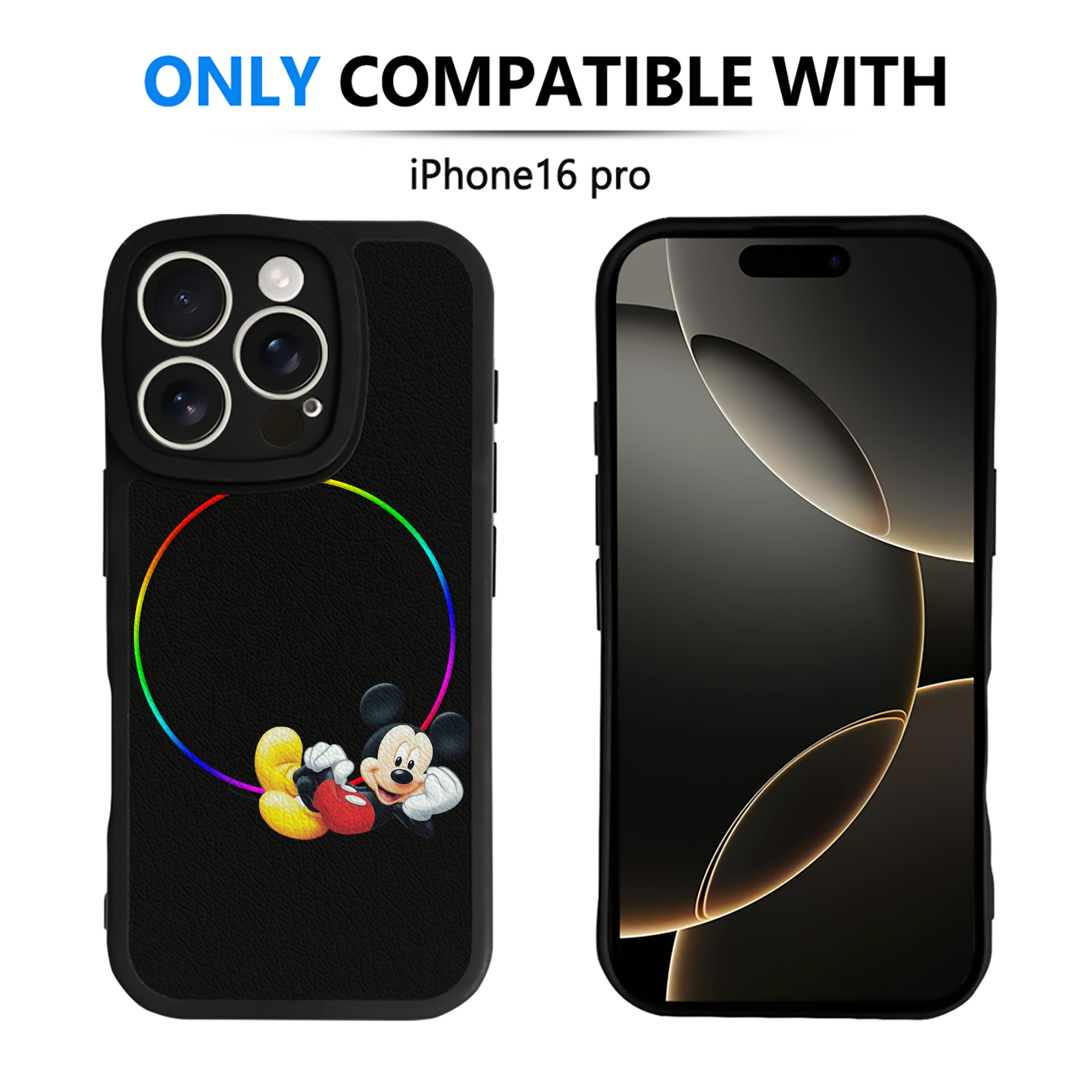 （画像用） ミッキーマウス Mickey Mouse 【iPhone 16シリーズ対応】シリコンスマホケース（レザー調） 材質：シリコン